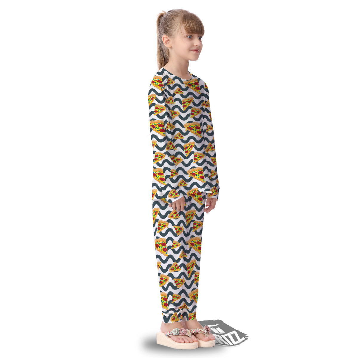 Pizza Zigzag Print Pattern Kid's Pajamas-grizzshop