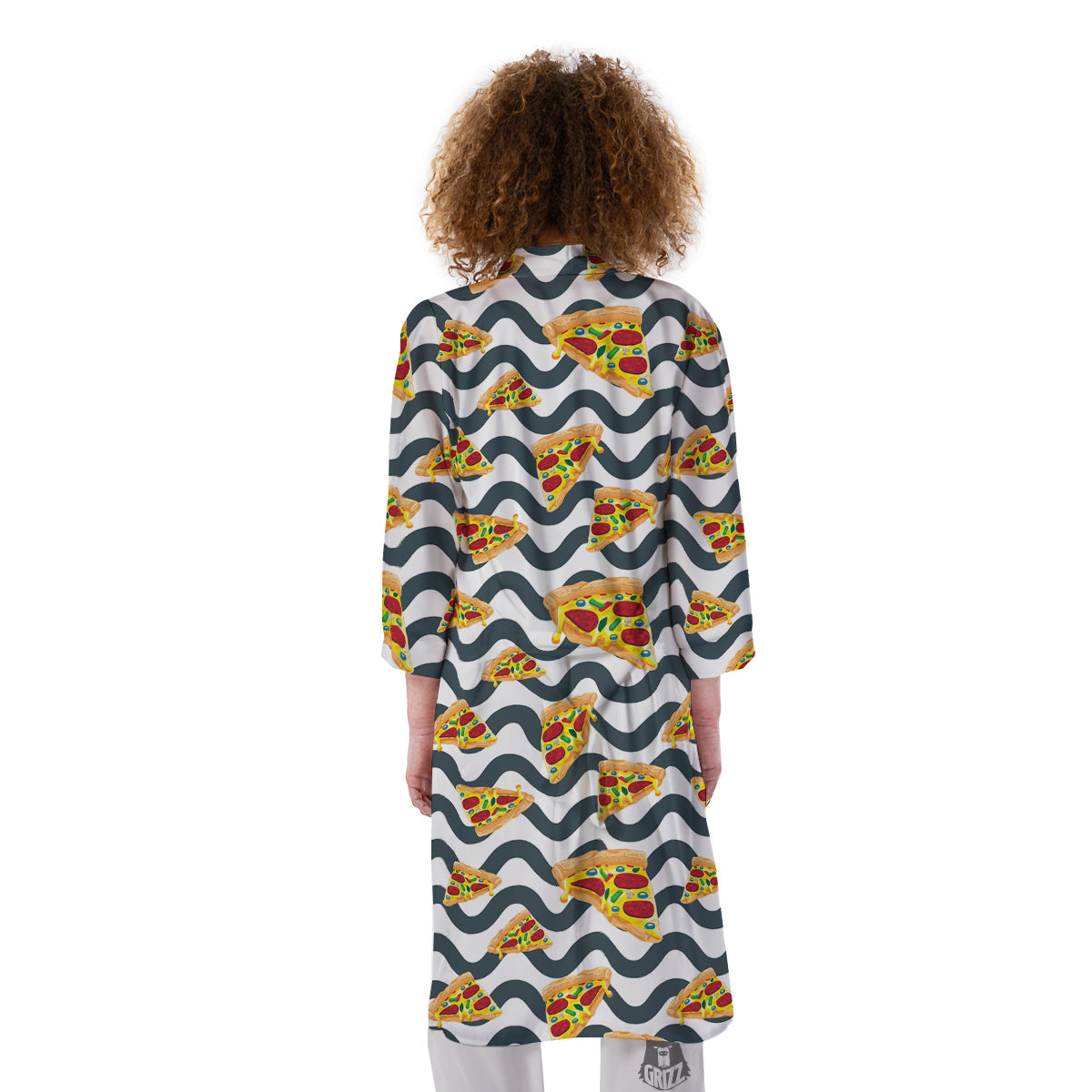Pizza Zigzag Print Pattern Kimono-grizzshop