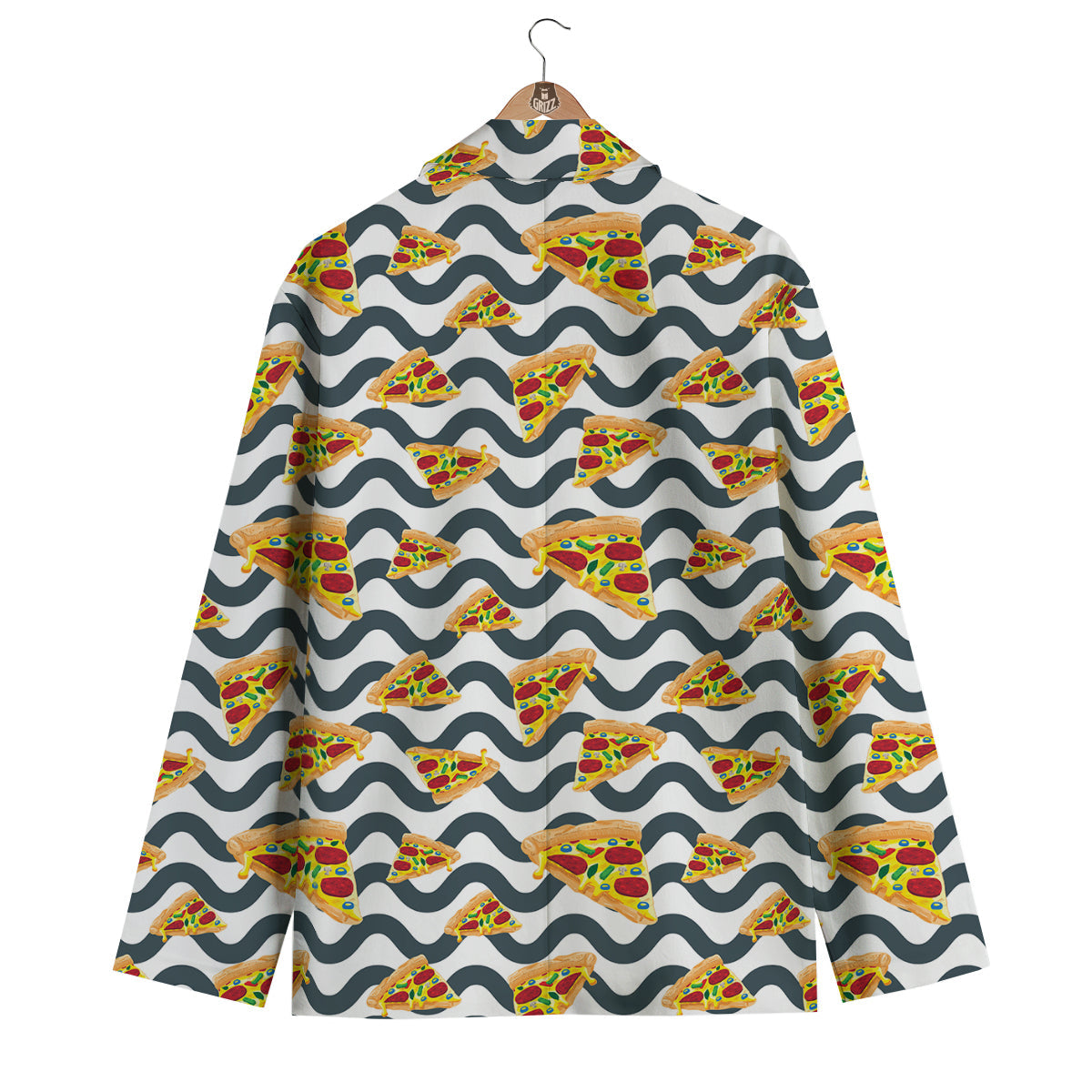 Pizza Zigzag Print Pattern Men's Blazer-grizzshop