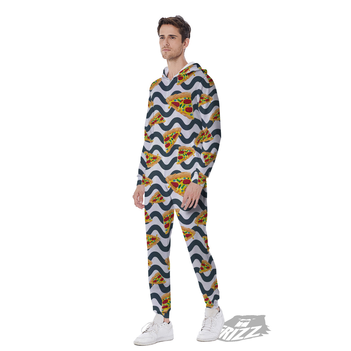 Pizza Zigzag Print Pattern Men's Jumpsuit-grizzshop
