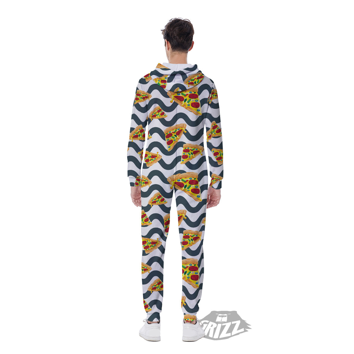 Pizza Zigzag Print Pattern Men's Jumpsuit-grizzshop