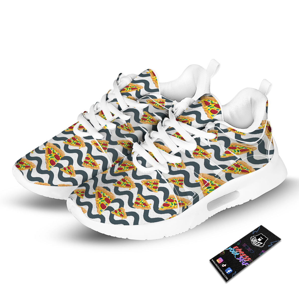 Pizza Zigzag Print Pattern Tennis Shoes-grizzshop