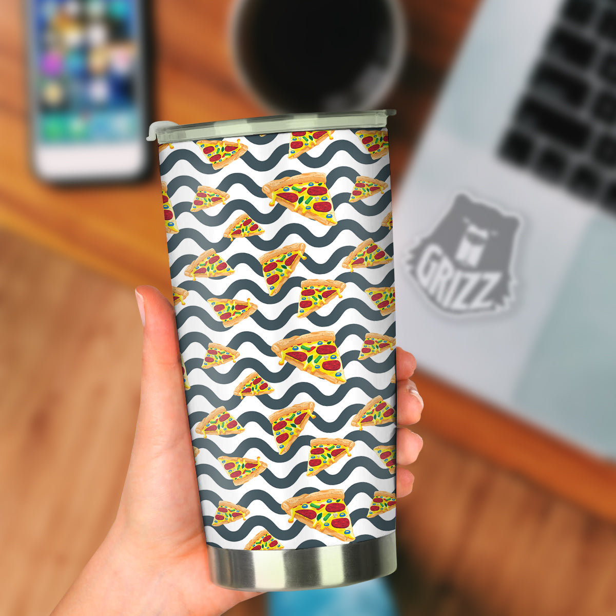 Pizza Zigzag Print Pattern Tumbler-grizzshop