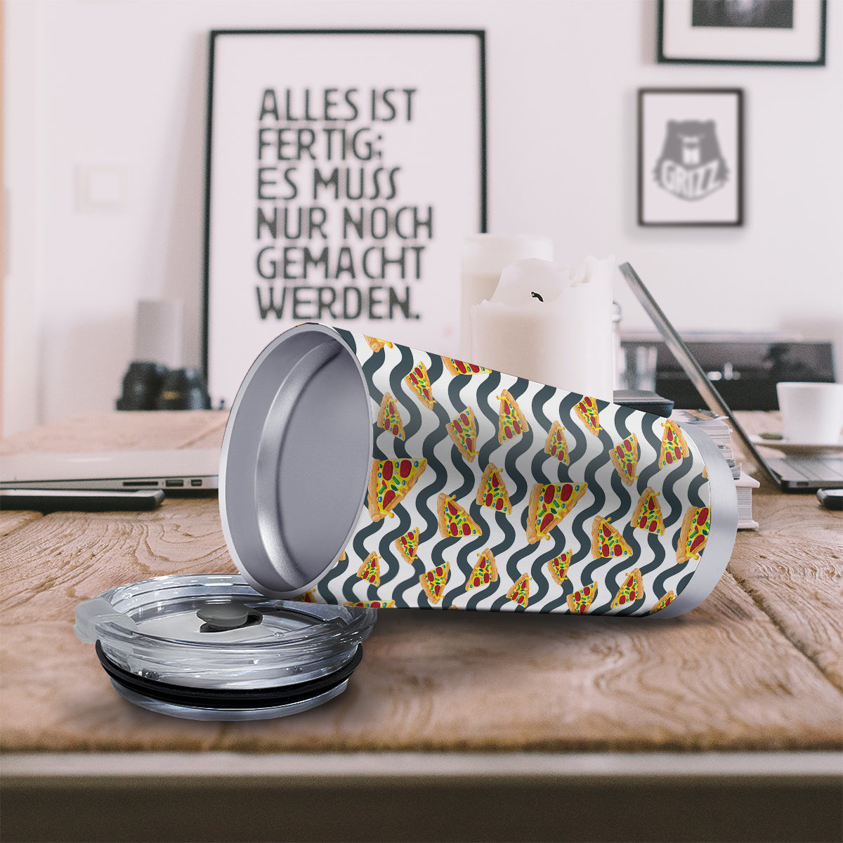 Pizza Zigzag Print Pattern Tumbler-grizzshop