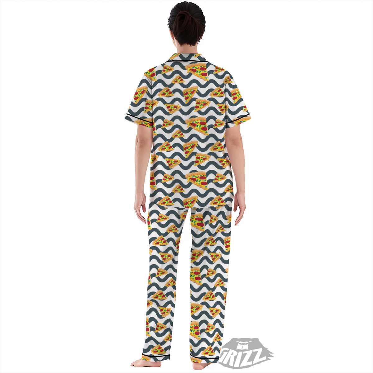 Pizza Zigzag Print Pattern Women's Pajamas Set-grizzshop