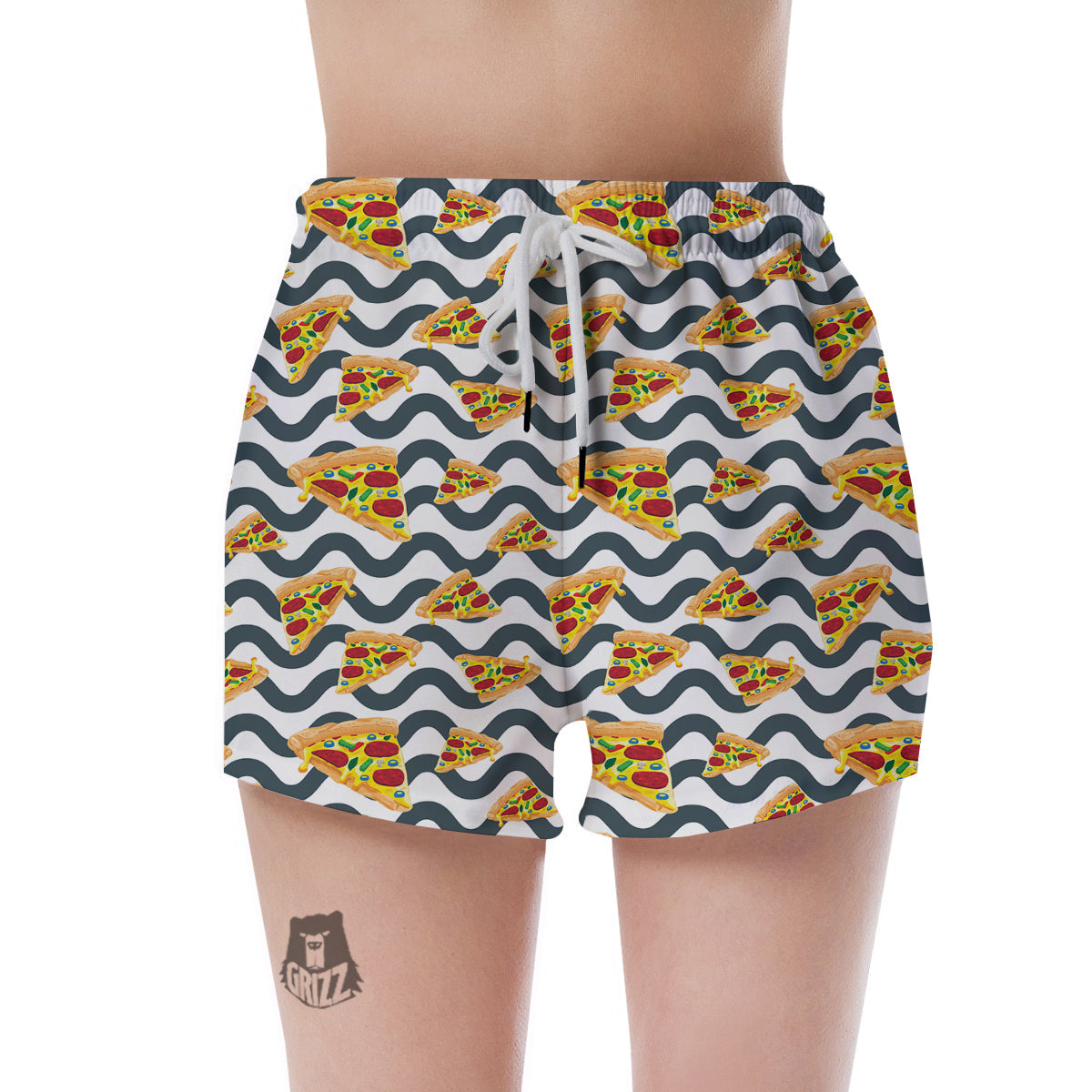 Pizza Zigzag Print Pattern Women's Shorts-grizzshop