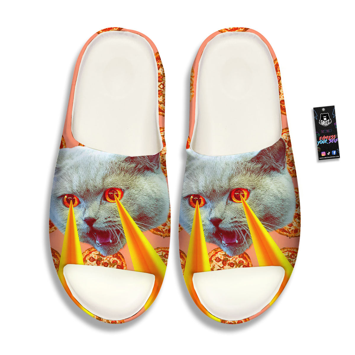 Pizza And Cat Print Sandals-grizzshop