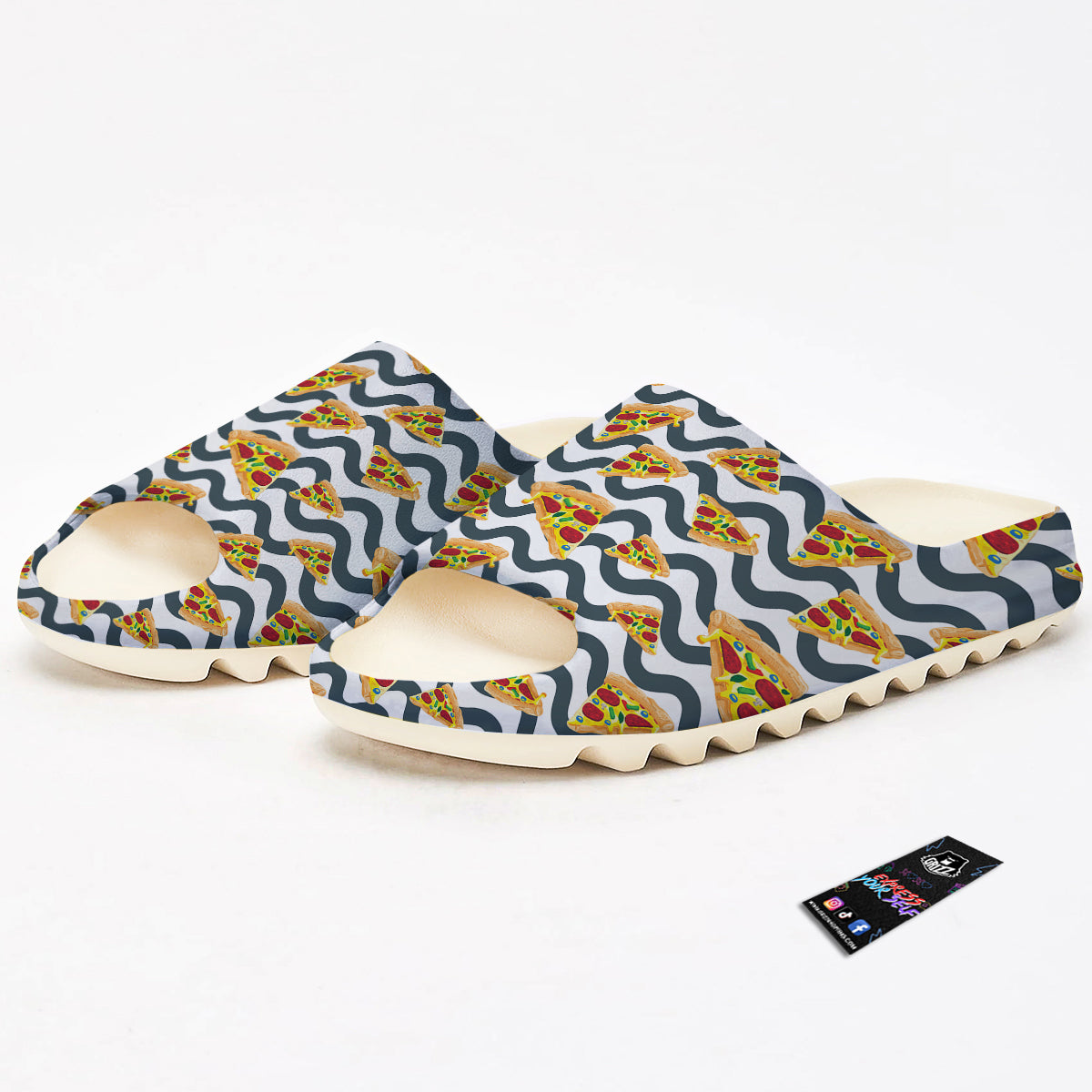 Pizza Zigzag Print Pattern Sandals-grizzshop