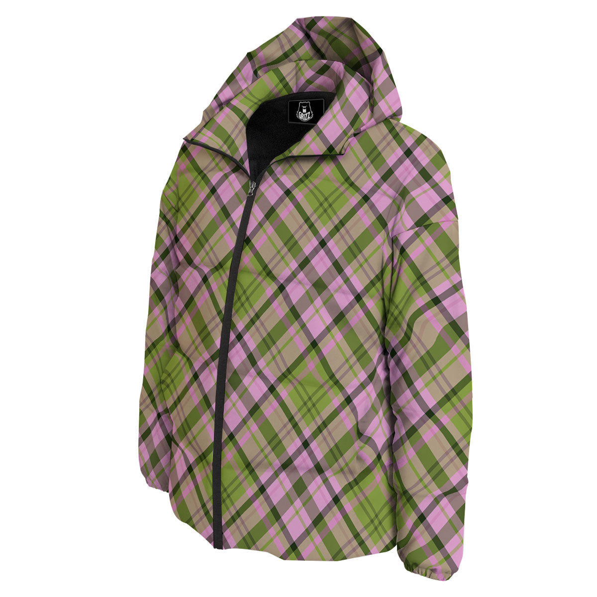 Plaid Green And Pink Print Pattern Down Jacket-grizzshop