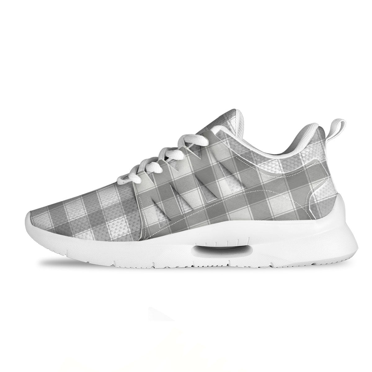 Plaid Grey And White Print Pattern Tennis Shoes-grizzshop