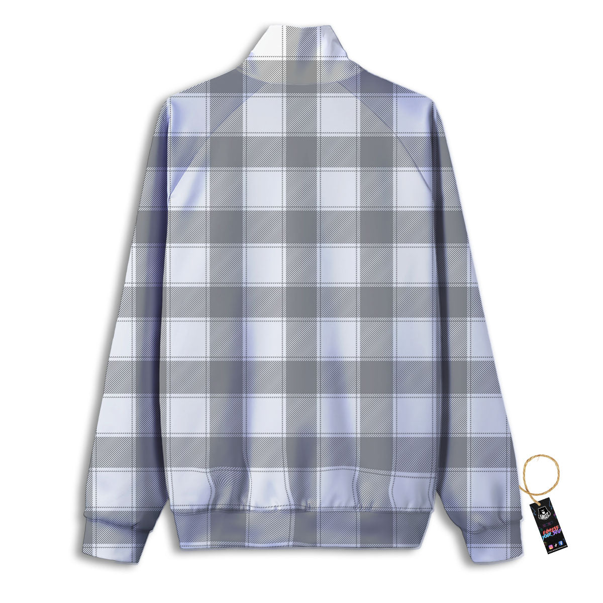 Plaid Grey And White Print Pattern Track Jacket-grizzshop