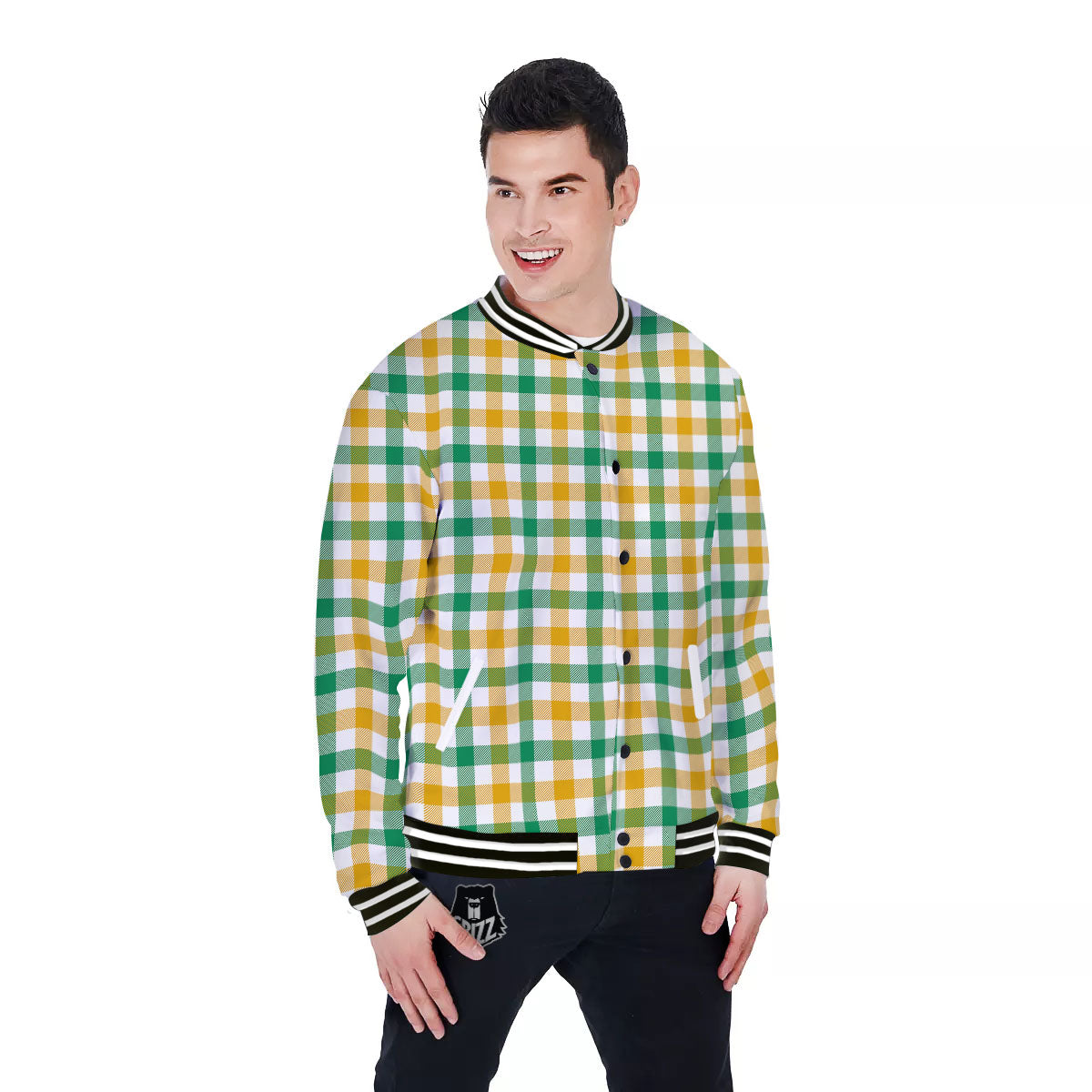 Plaid Irish Buffalo Print Pattern Baseball Jacket-grizzshop
