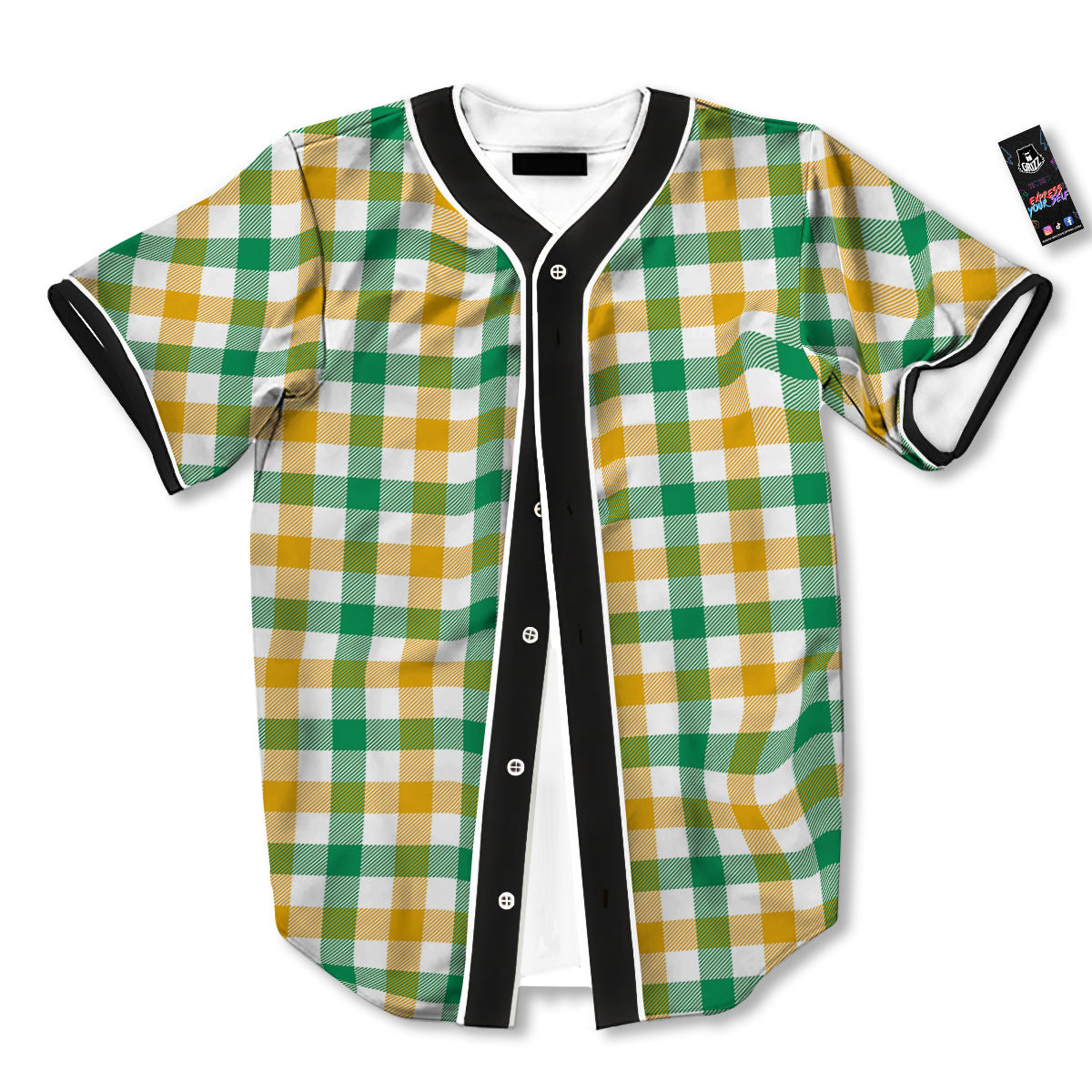 Plaid Irish Buffalo Print Pattern Baseball Jersey-grizzshop