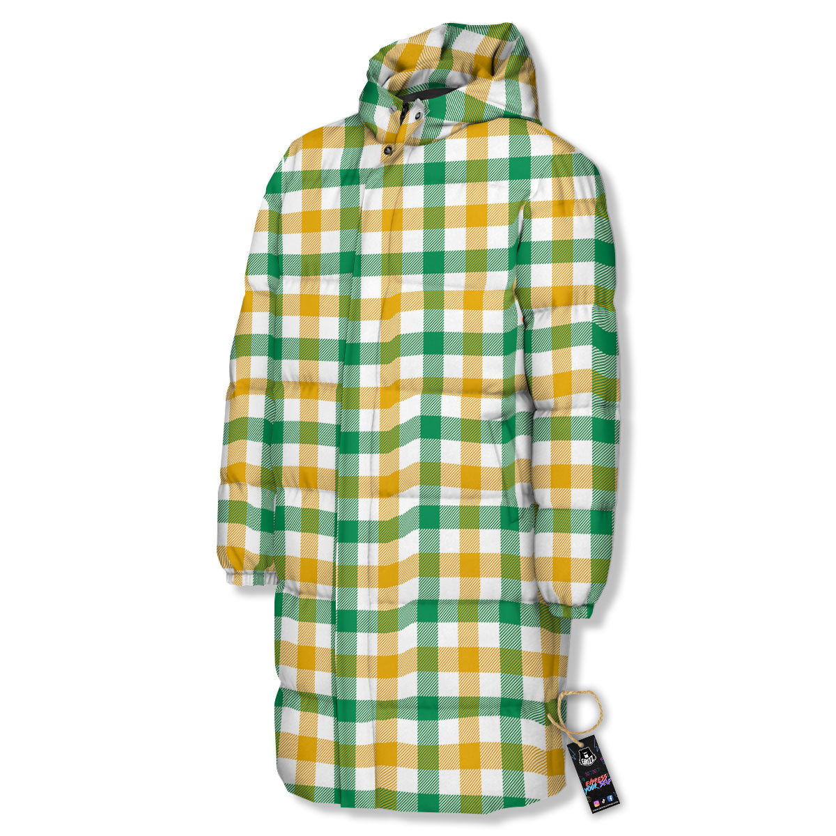 Plaid Irish Buffalo Print Pattern Long Down Jacket-grizzshop