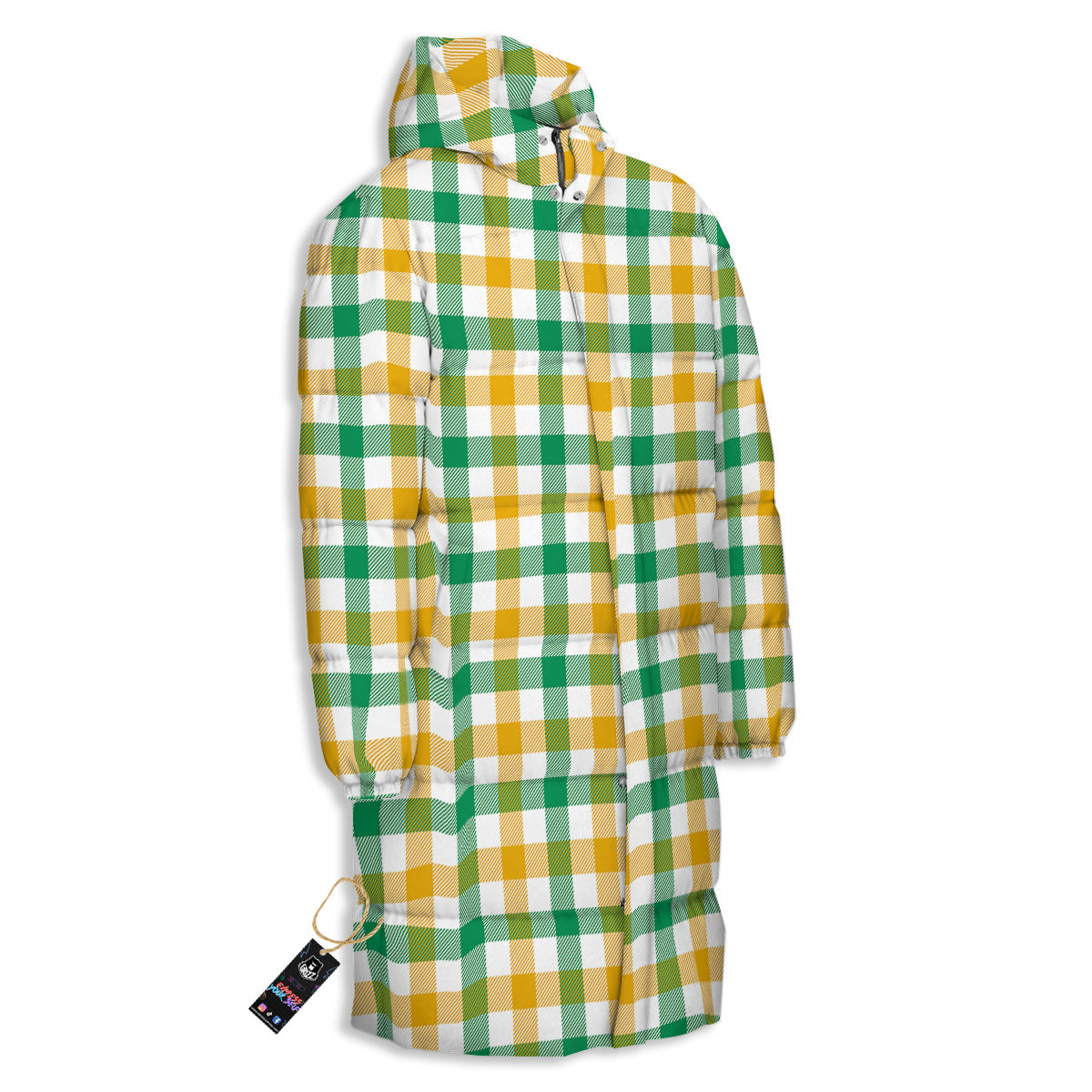 Plaid Irish Buffalo Print Pattern Long Down Jacket-grizzshop
