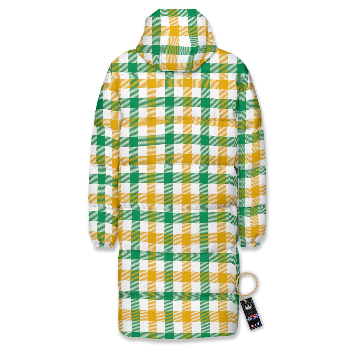 Plaid Irish Buffalo Print Pattern Long Down Jacket-grizzshop