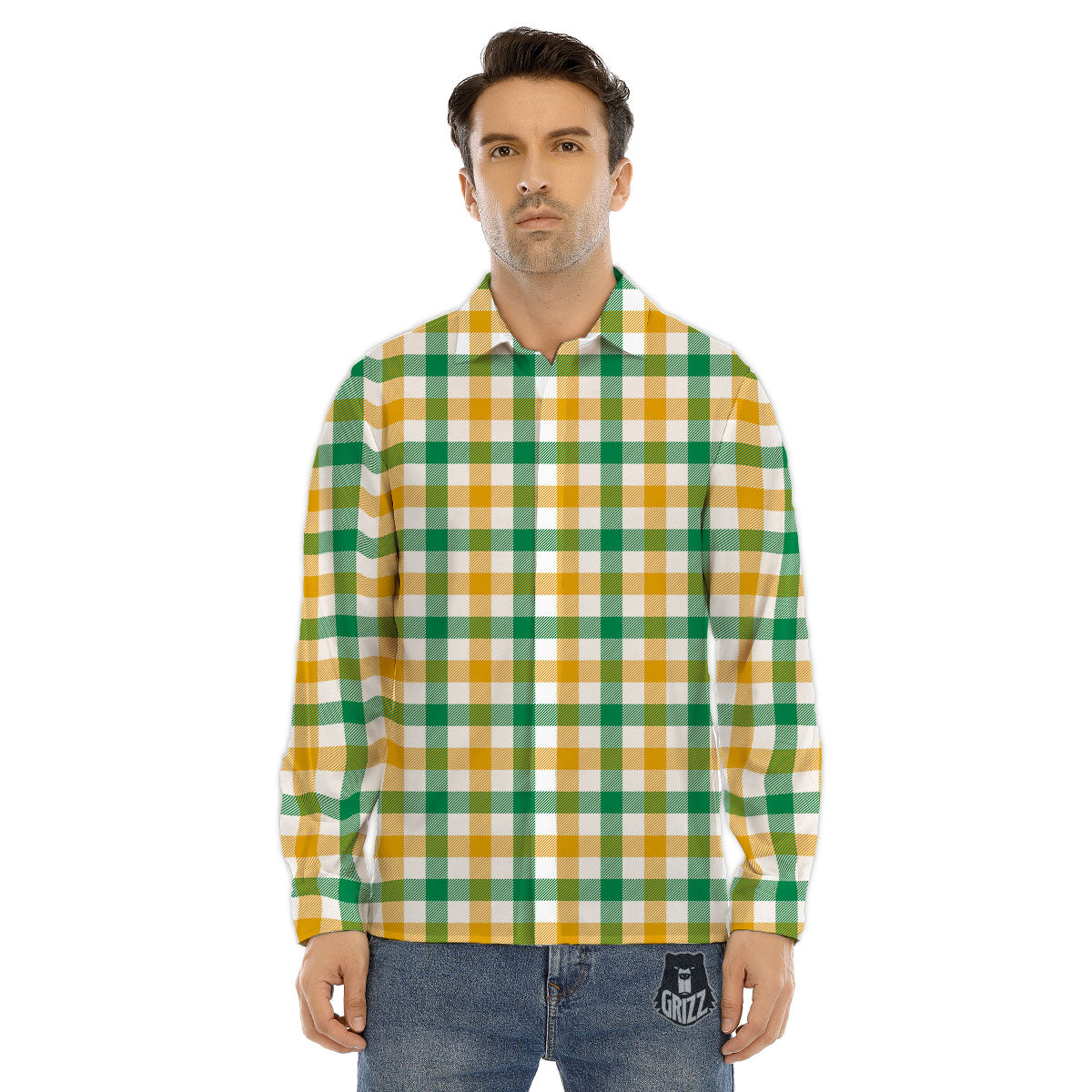 Plaid Irish Buffalo Print Pattern Men's Dress Shirts-grizzshop