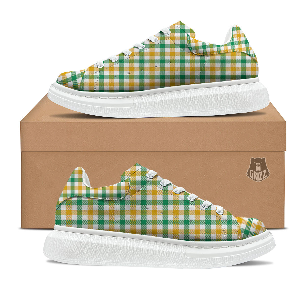 Plaid Irish Buffalo Print Pattern Platform Shoes-grizzshop