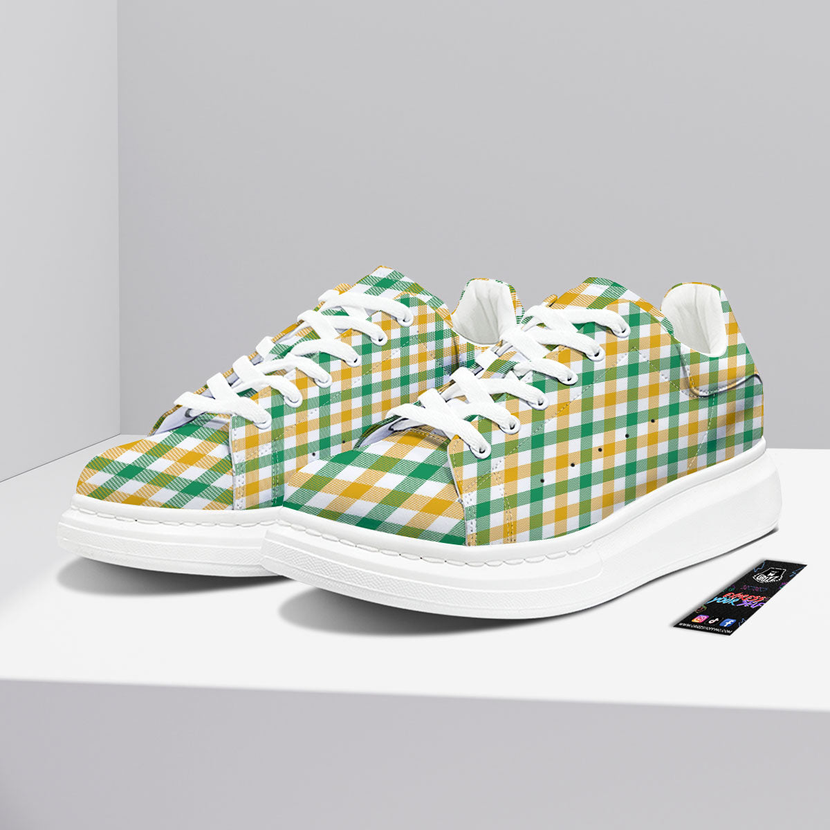 Plaid Irish Buffalo Print Pattern Platform Shoes-grizzshop