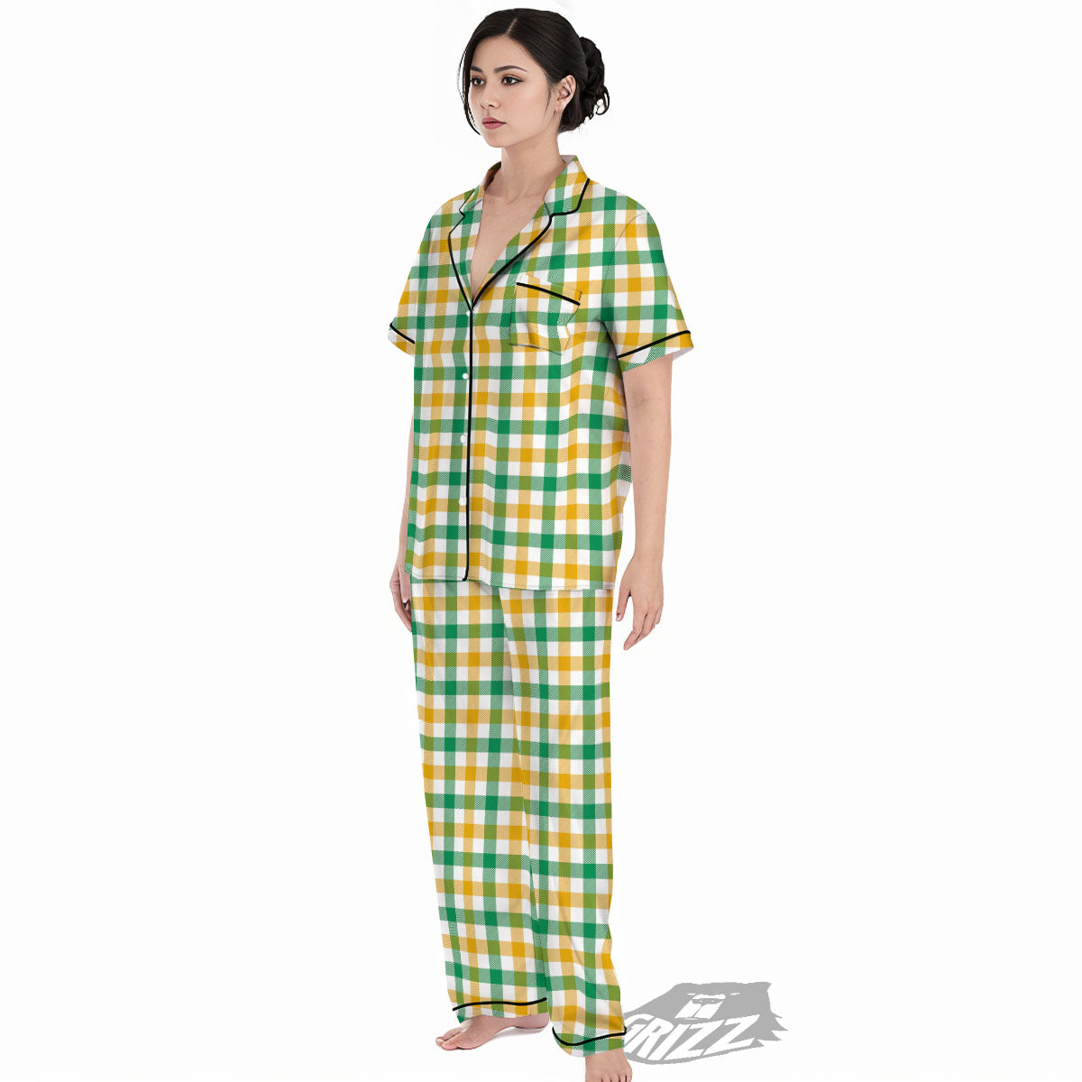 Plaid Irish Buffalo Print Pattern Women's Pajamas Set-grizzshop