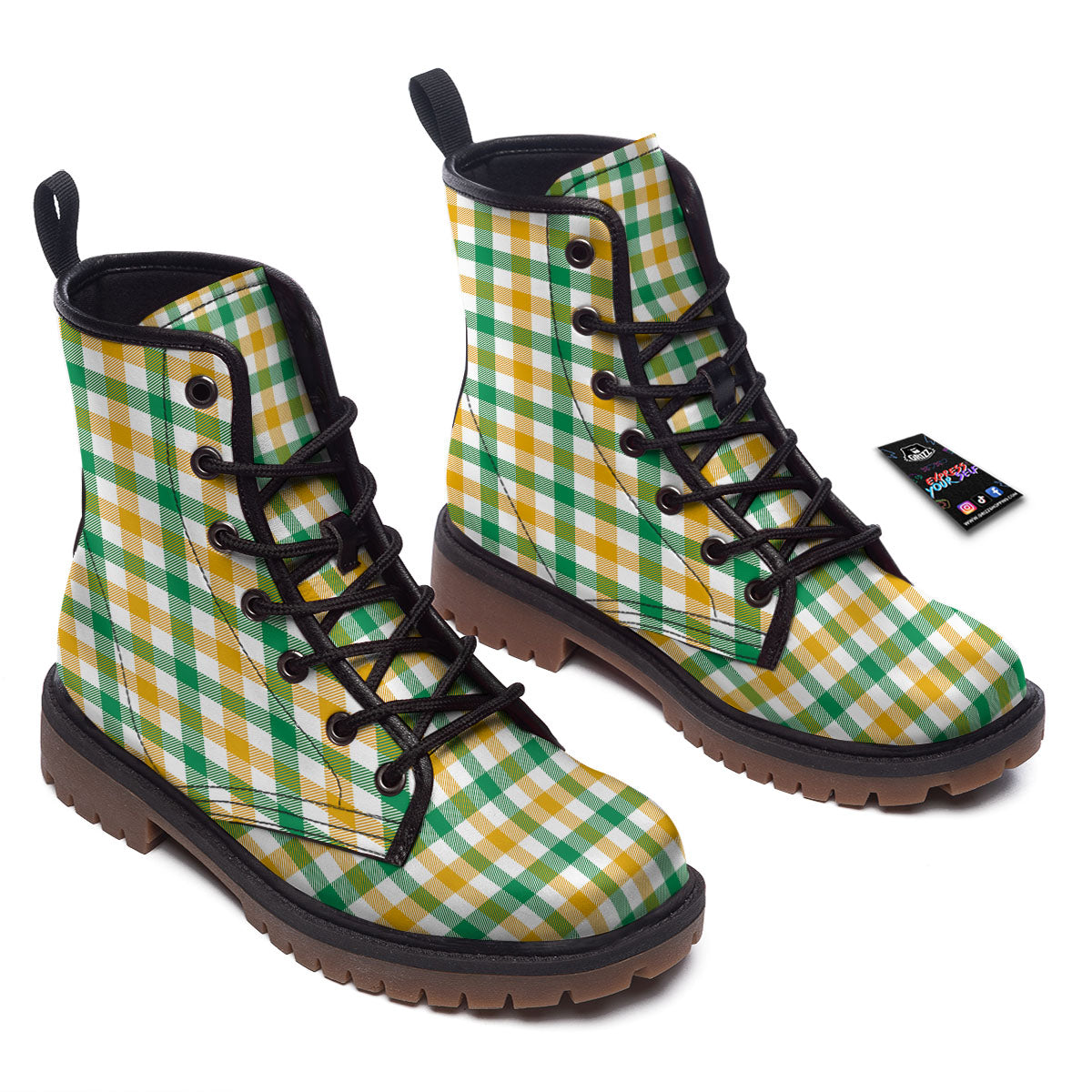 Plaid Irish Buffalo Print Pattern Work Boots-grizzshop