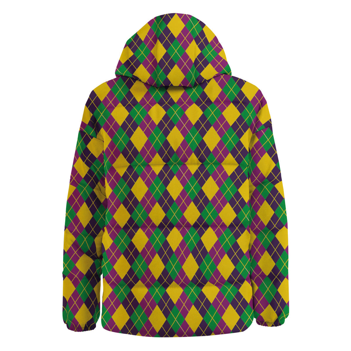 Plaid Mardi Gras Print Pattern Down Jacket-grizzshop