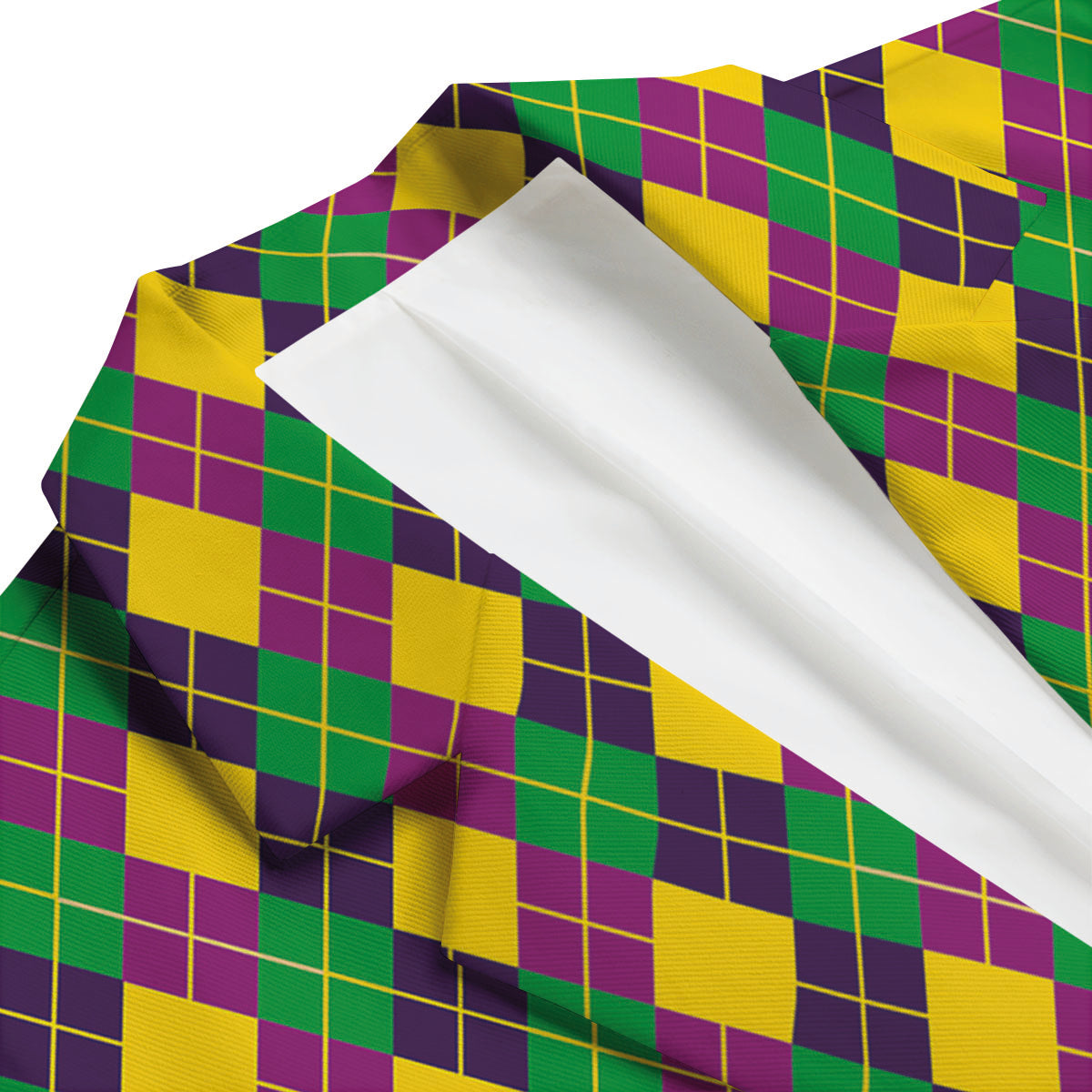 Plaid Mardi Gras Print Pattern Men's Blazer-grizzshop