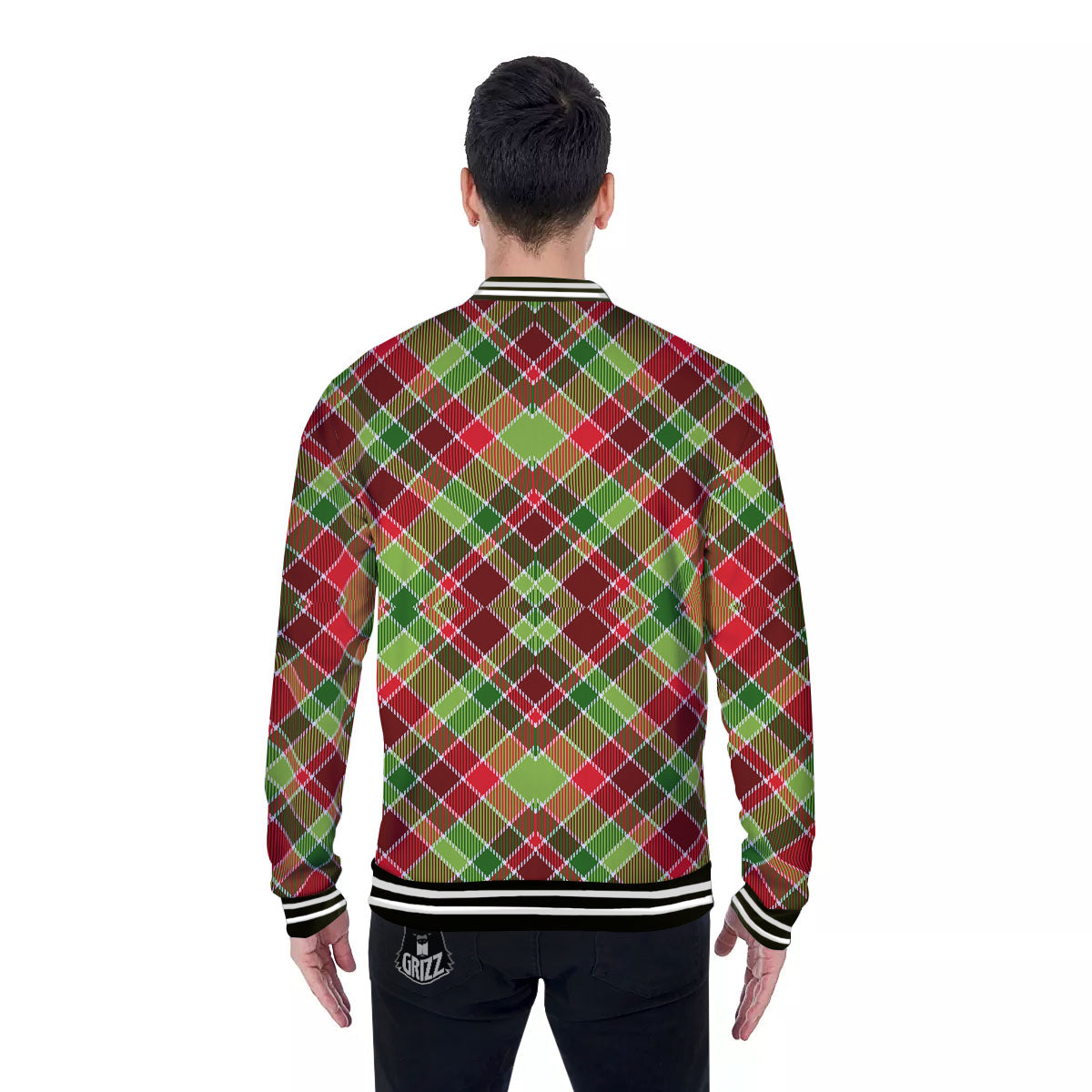 Plaid Merry Christmas Print Pattern Baseball Jacket-grizzshop