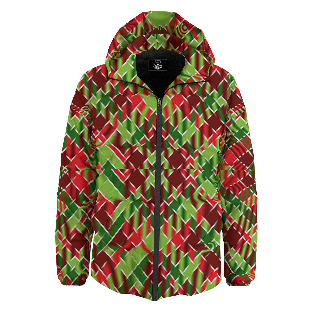 Plaid Merry Christmas Print Pattern Down Jacket-grizzshop