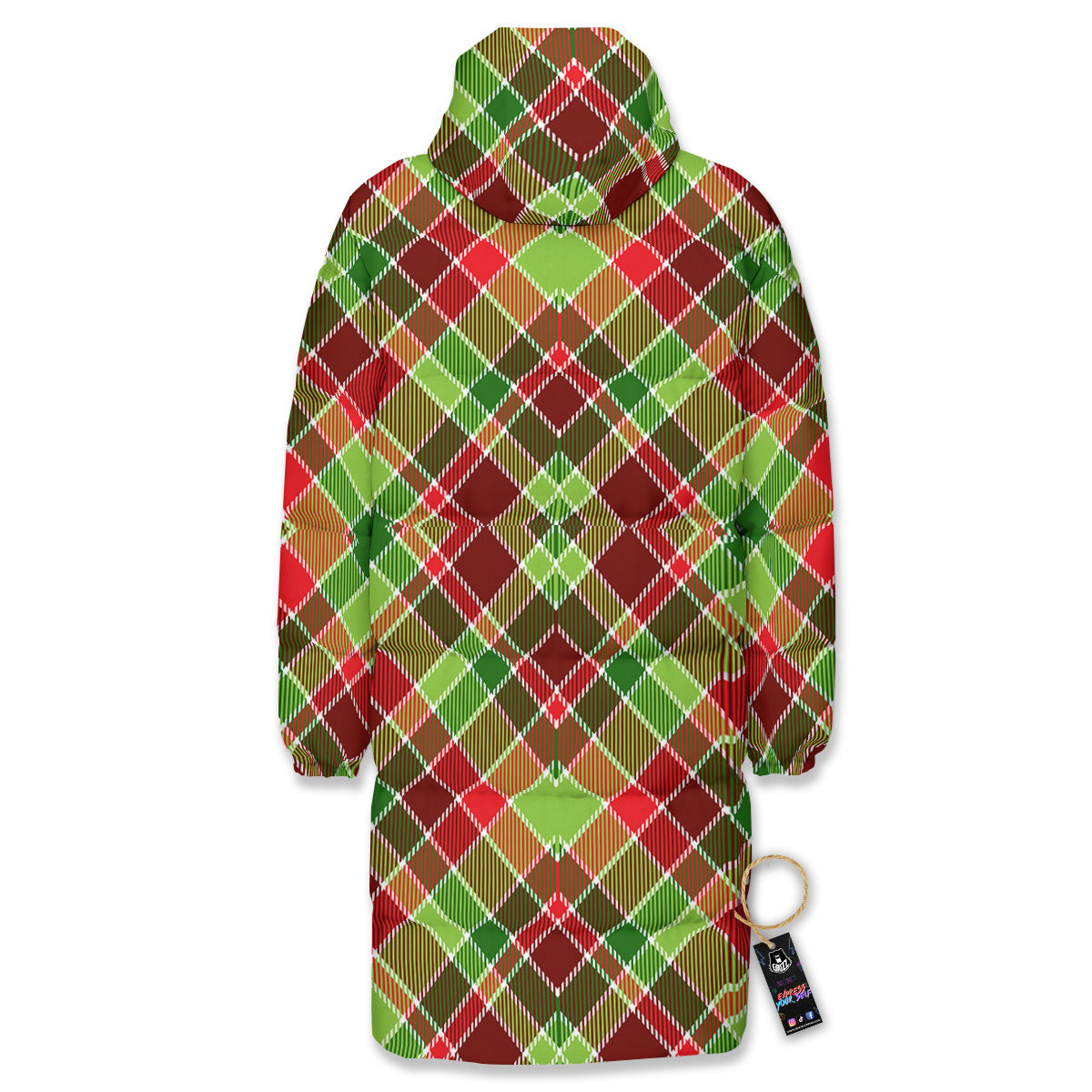 Plaid Merry Christmas Print Pattern Long Down Jacket-grizzshop