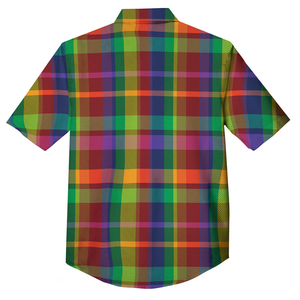 Plaid Rainbow Print Pattern Button Up Shirt-grizzshop