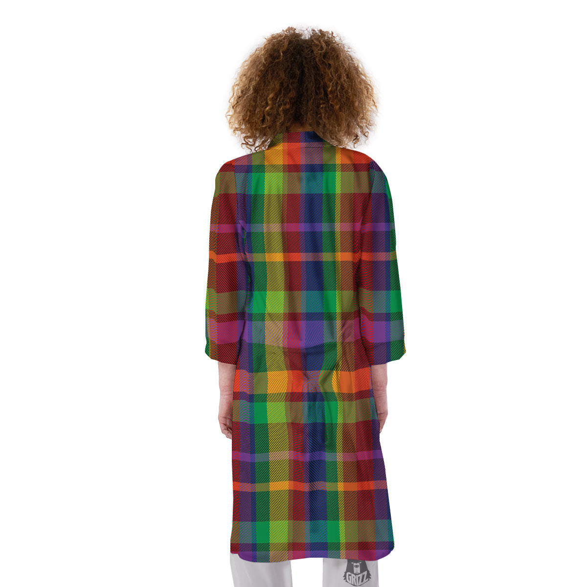Plaid Rainbow Print Pattern Kimono-grizzshop