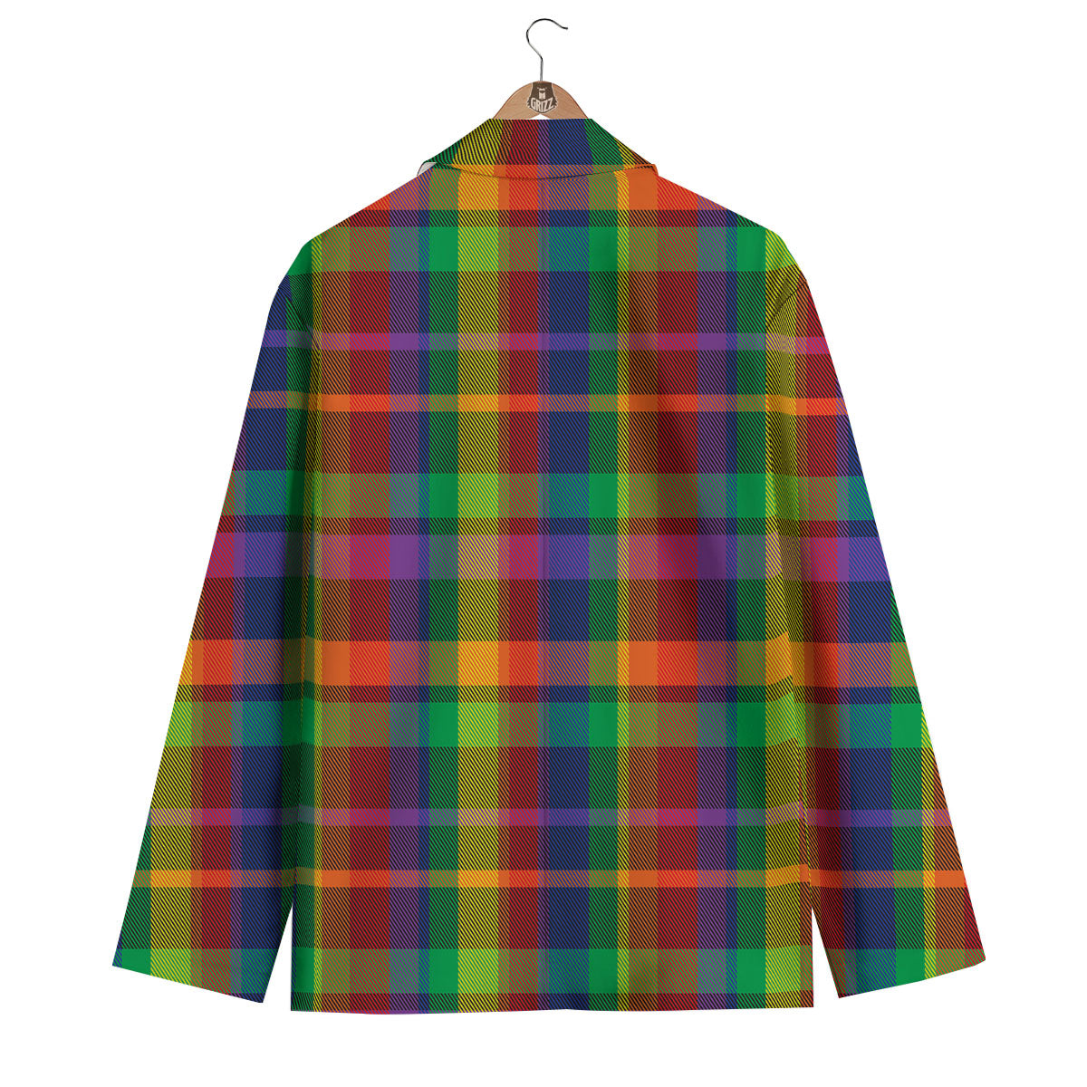 Plaid Rainbow Print Pattern Men's Blazer-grizzshop