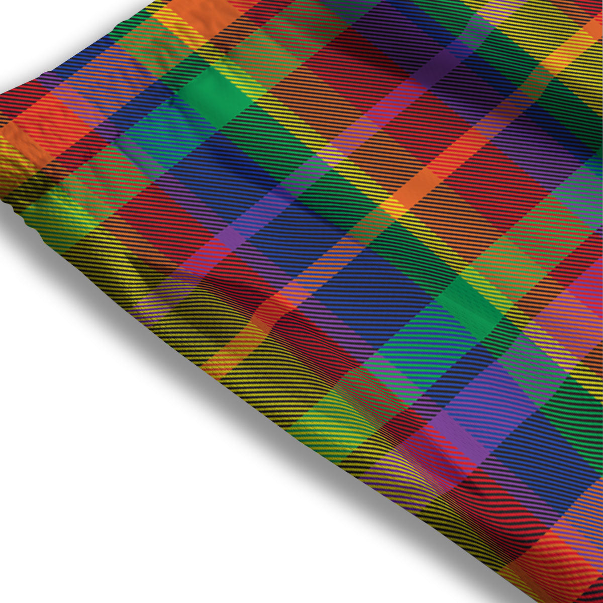 Plaid Rainbow Print Pattern Mesh Shorts