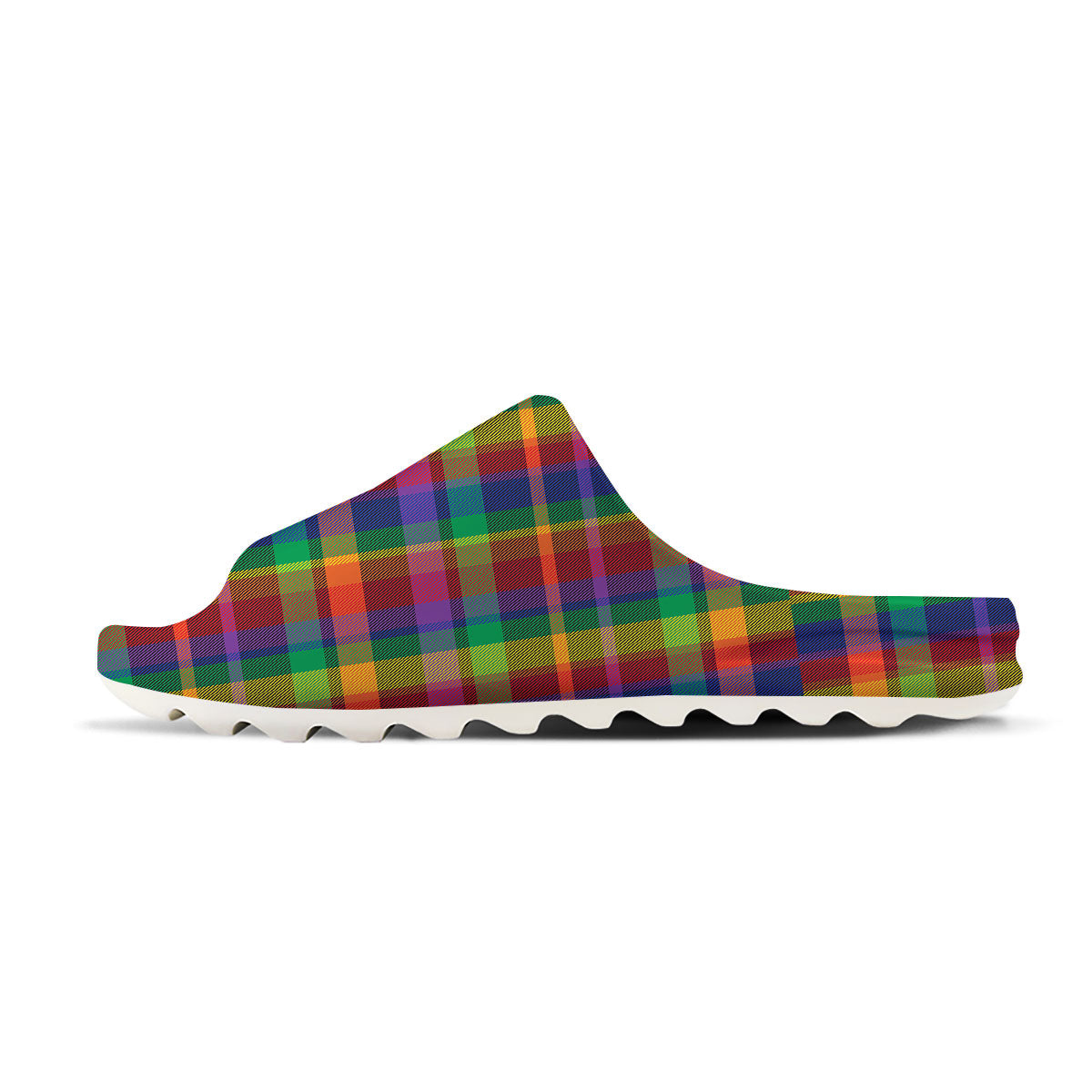 Plaid Rainbow Print Pattern Sandals-grizzshop