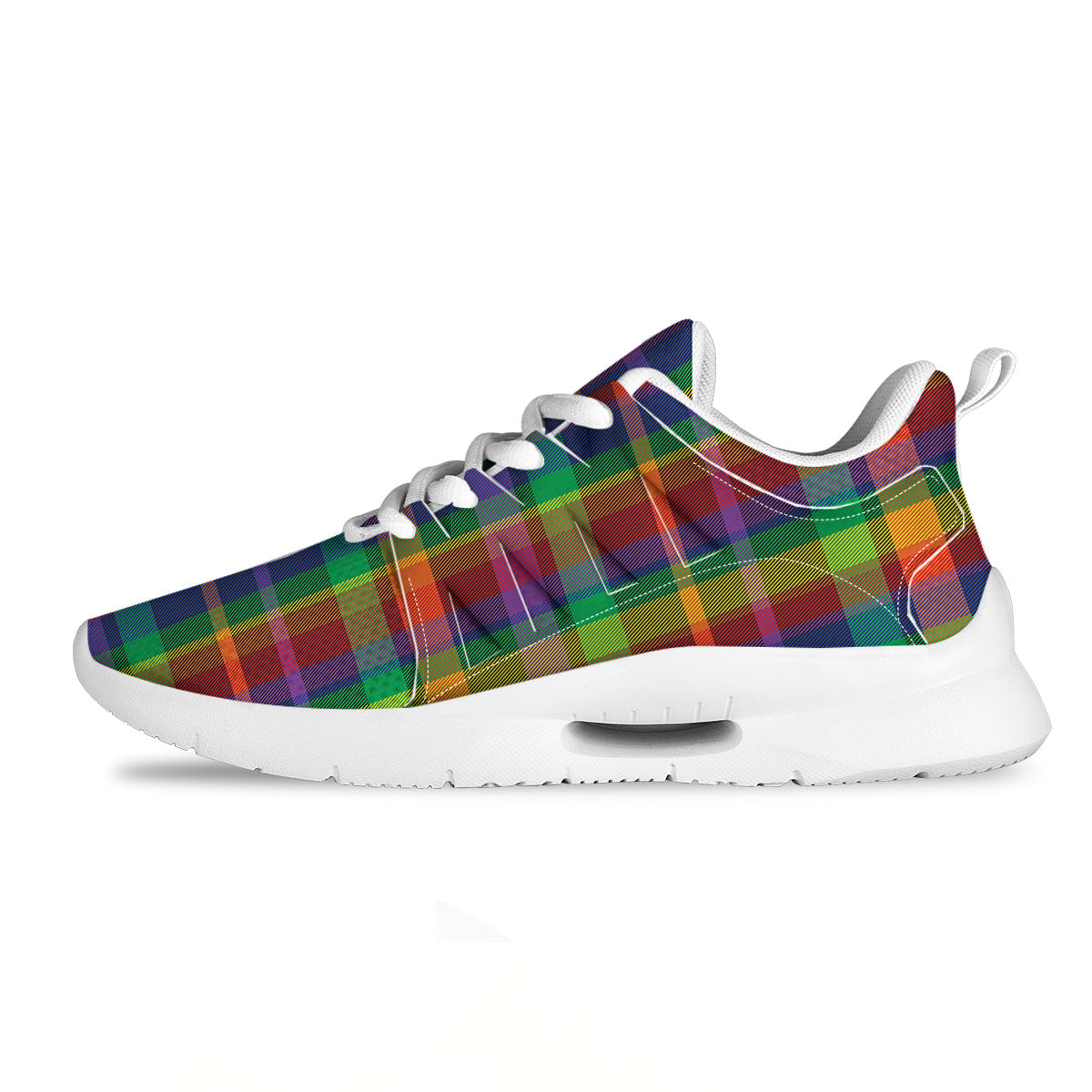 Plaid Rainbow Print Pattern Tennis Shoes-grizzshop
