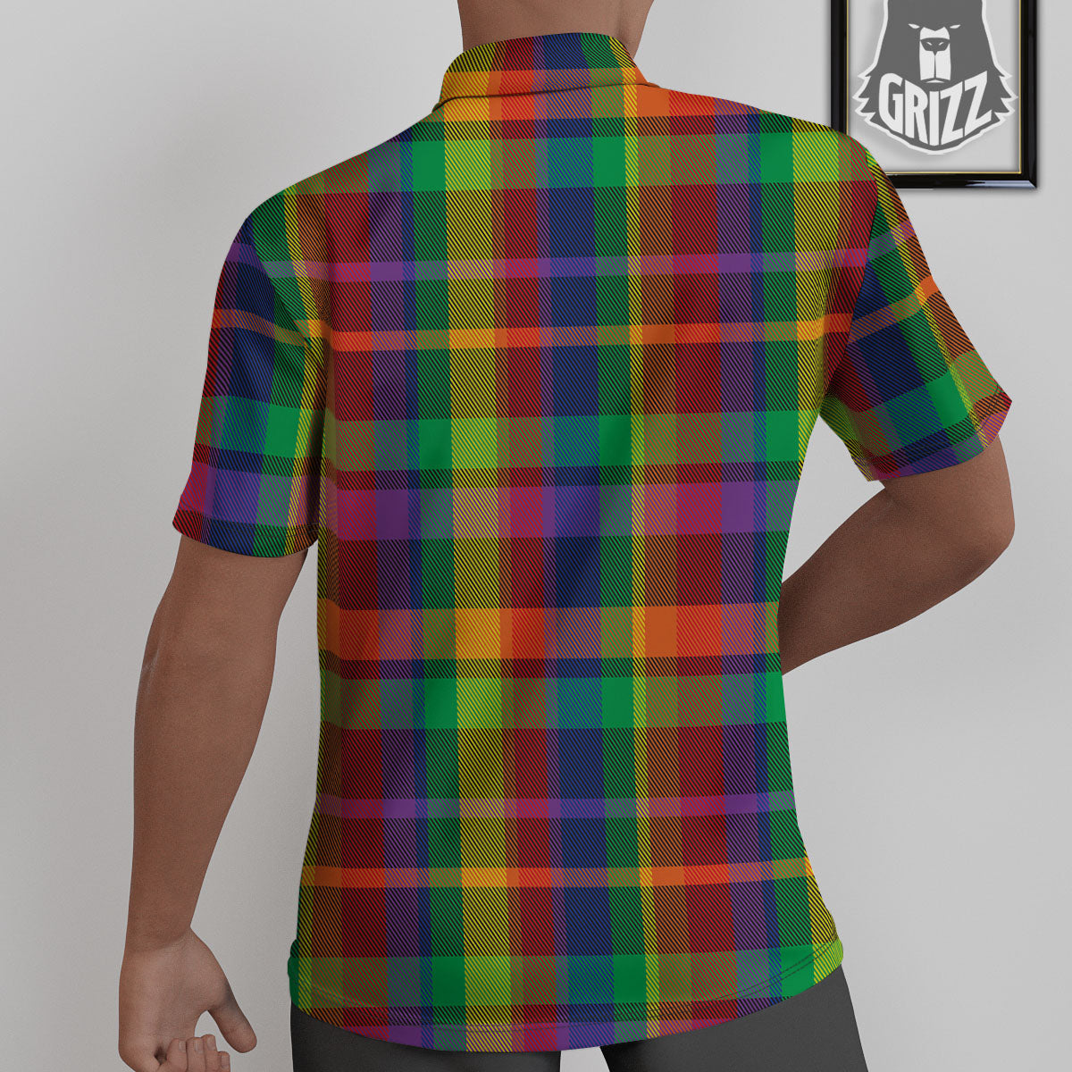 Plaid Rainbow Print Pattern Untucked Shirts-grizzshop