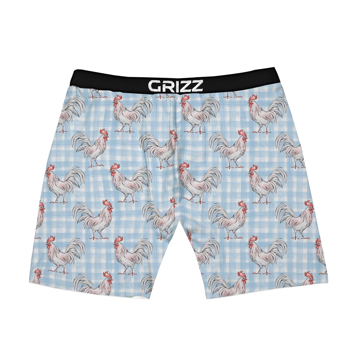 Plaid Rooster Print Pattern Boxer Briefs-grizzshop