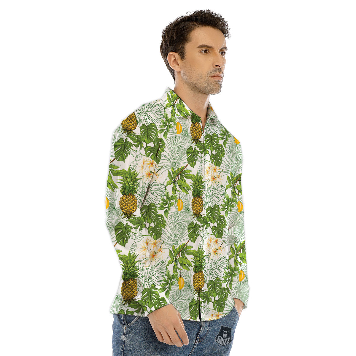 Plaid Rooster Print Pattern Men's Dress Shirts-grizzshop