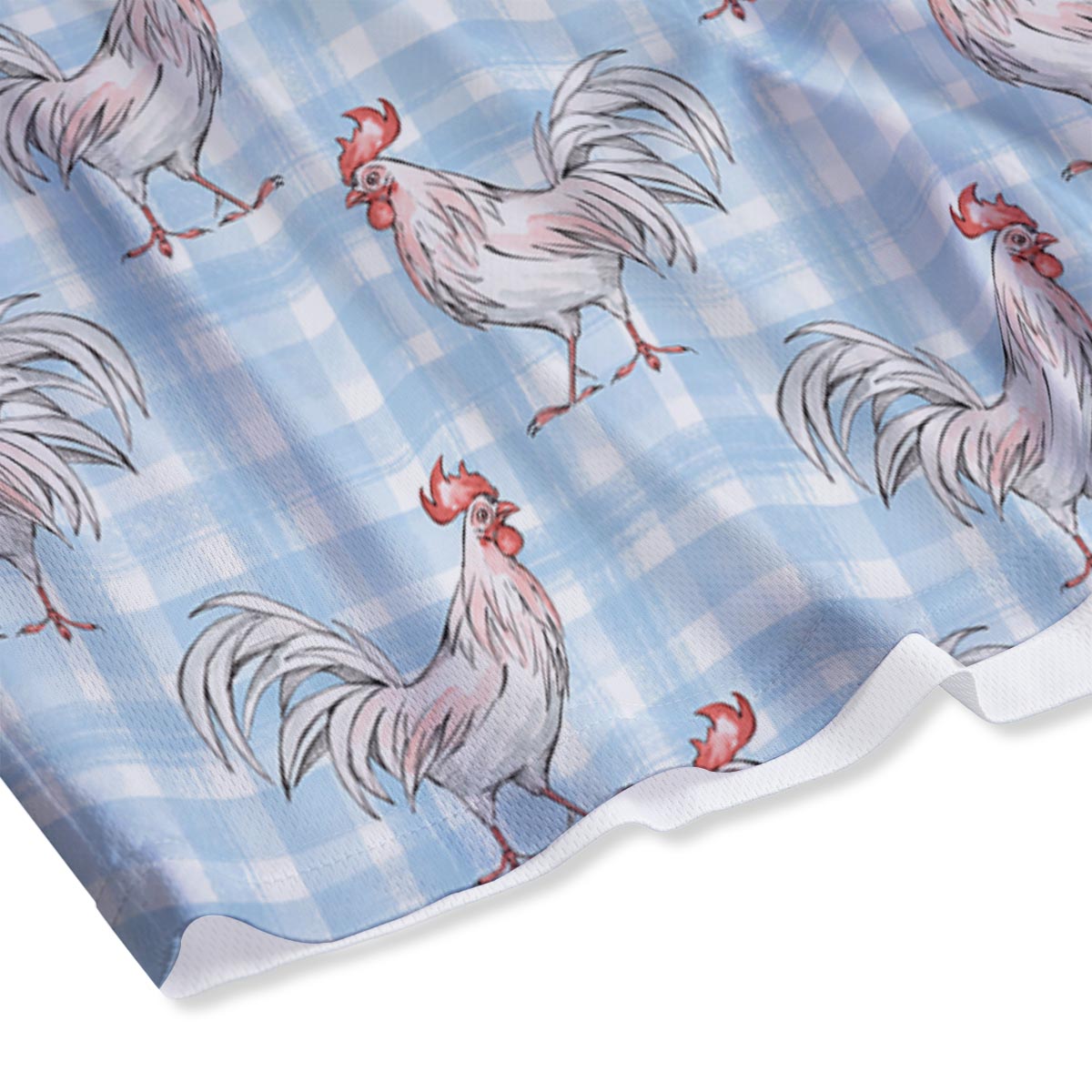 Plaid Rooster Print Pattern Mesh Shorts-grizzshop