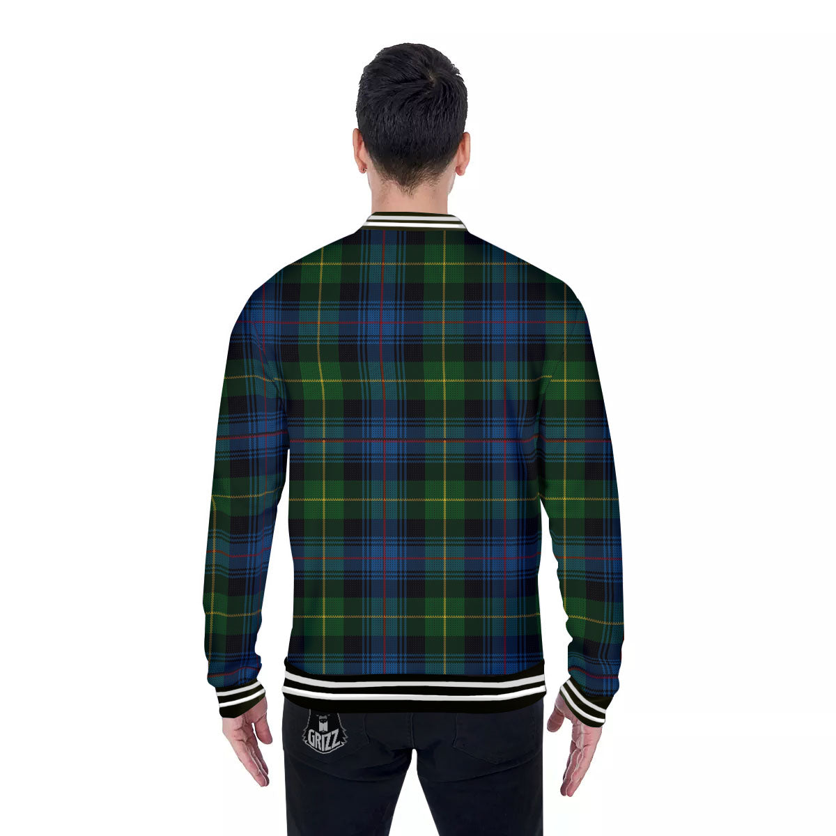 Plaid Scottish Knitted Print Baseball Jacket-grizzshop