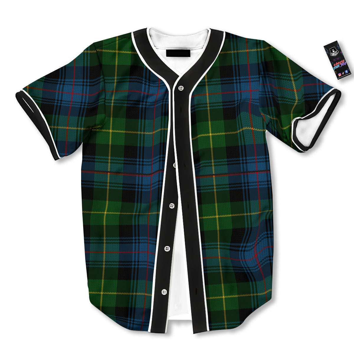 Plaid Scottish Knitted Print Baseball Jersey-grizzshop
