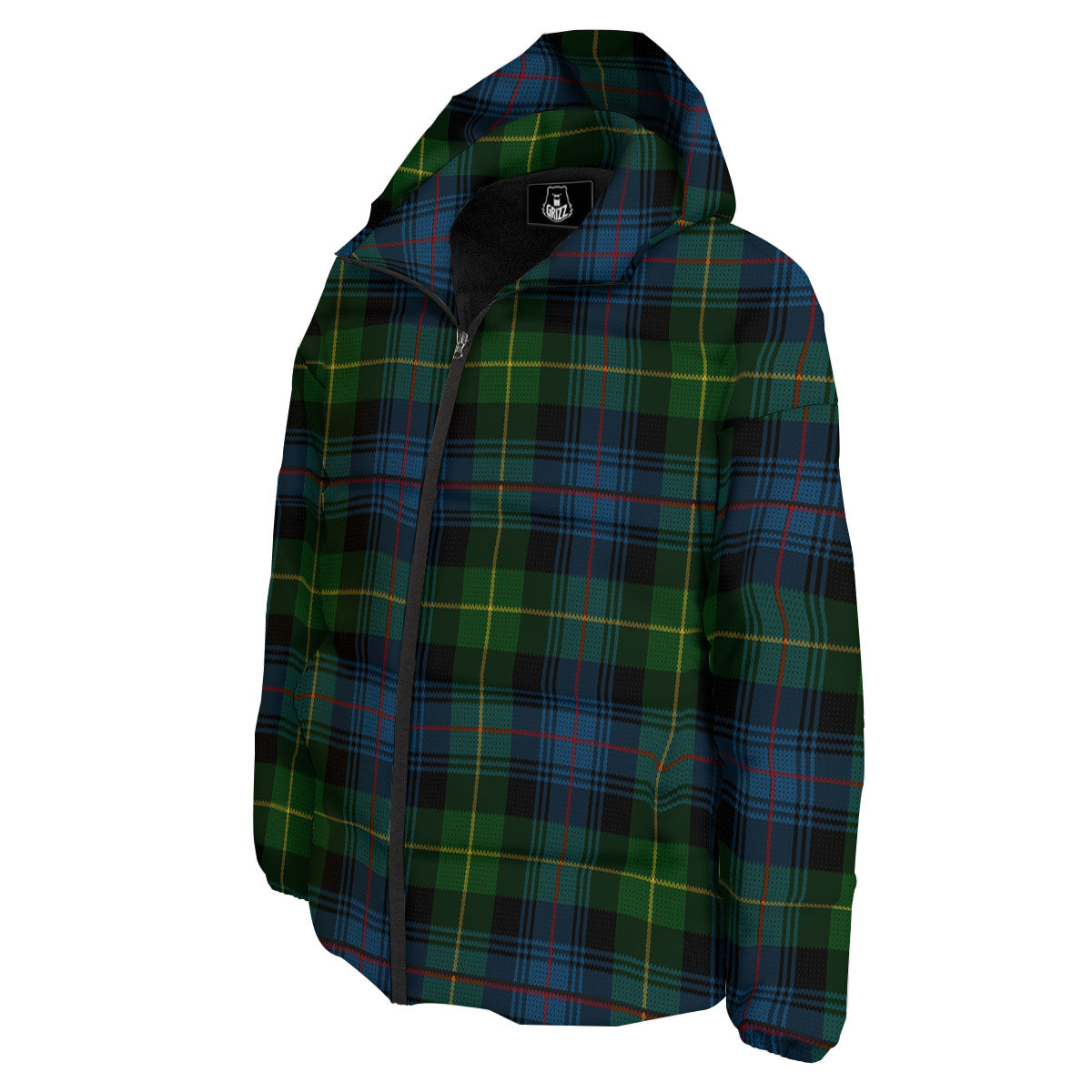 Plaid Scottish Knitted Print Down Jacket-grizzshop