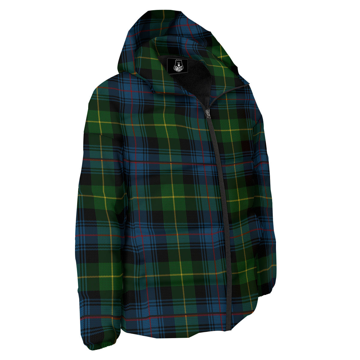 Plaid Scottish Knitted Print Down Jacket-grizzshop
