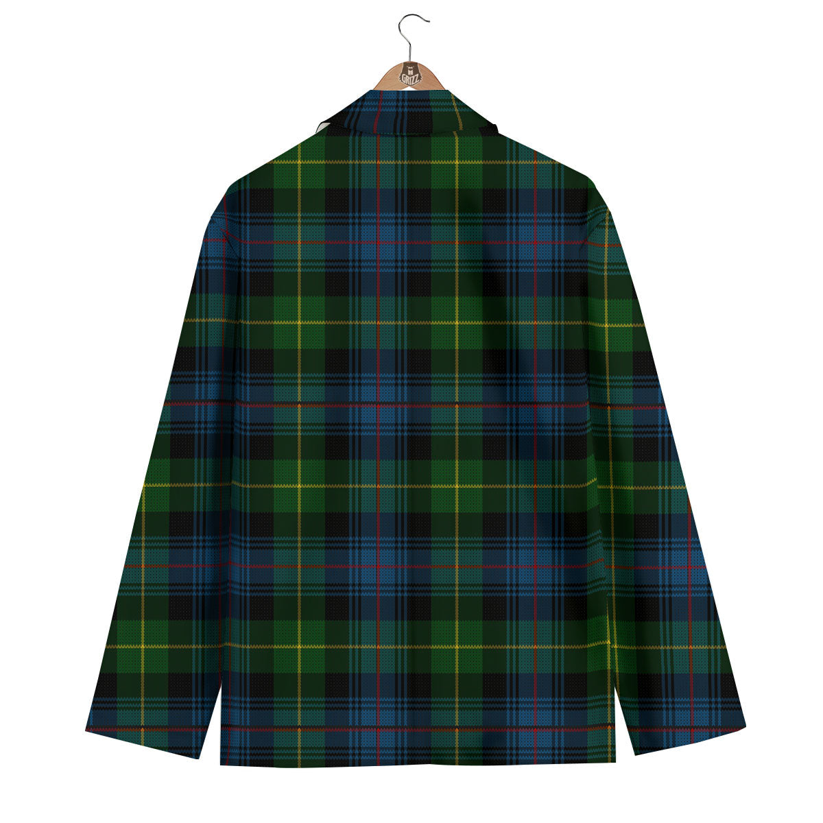 Plaid Scottish Knitted Print Men's Blazer-grizzshop