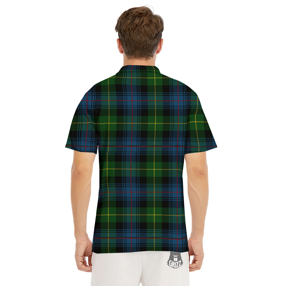 Plaid Scottish Knitted Print Men's Golf Shirts-grizzshop