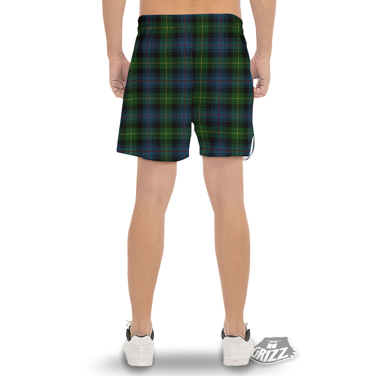 Plaid Scottish Knitted Print Men's Gym Shorts-grizzshop