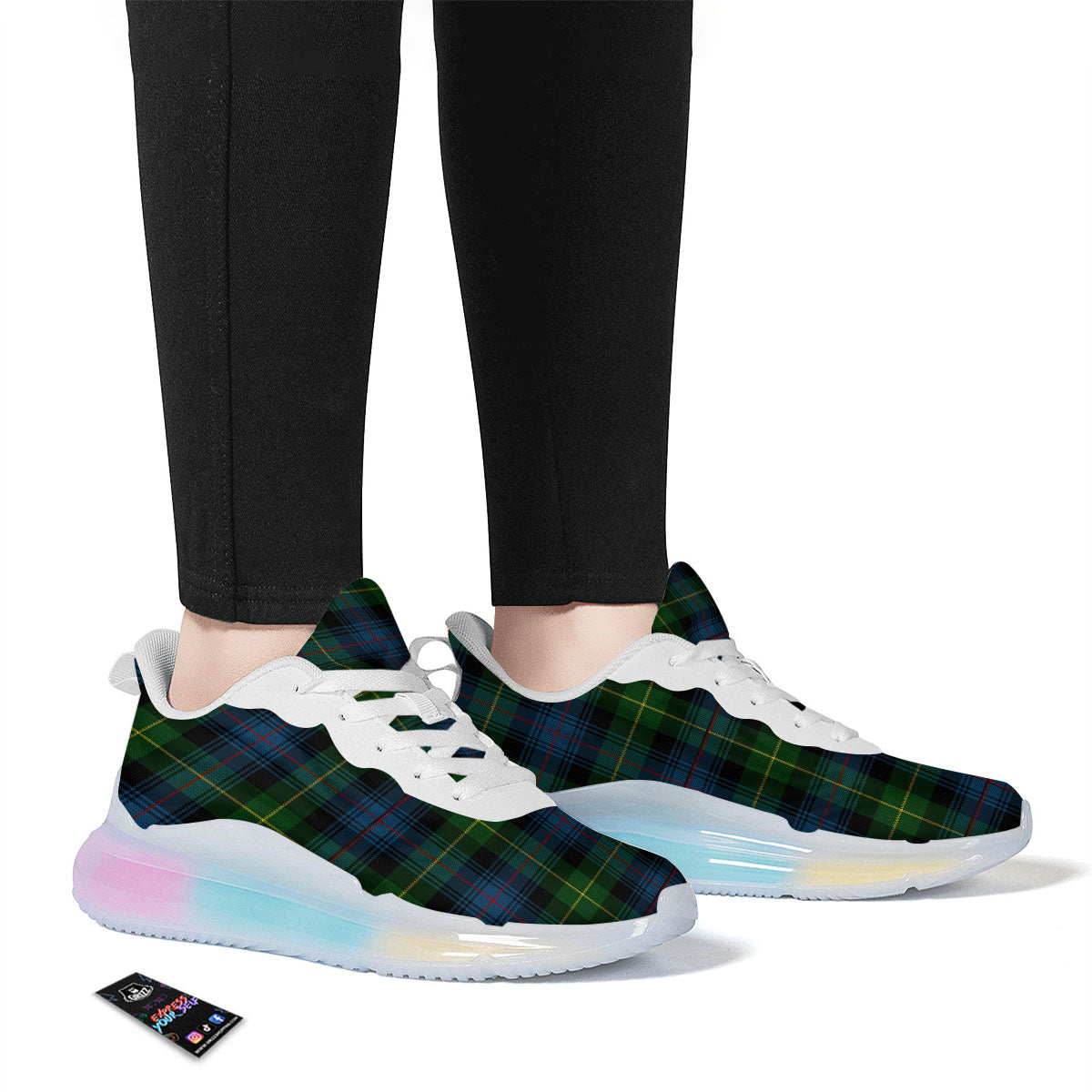 Plaid Scottish Knitted Print Running Sneakers-grizzshop