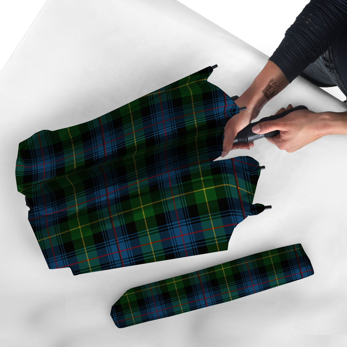 Plaid Scottish Knitted Print Umbrella-grizzshop