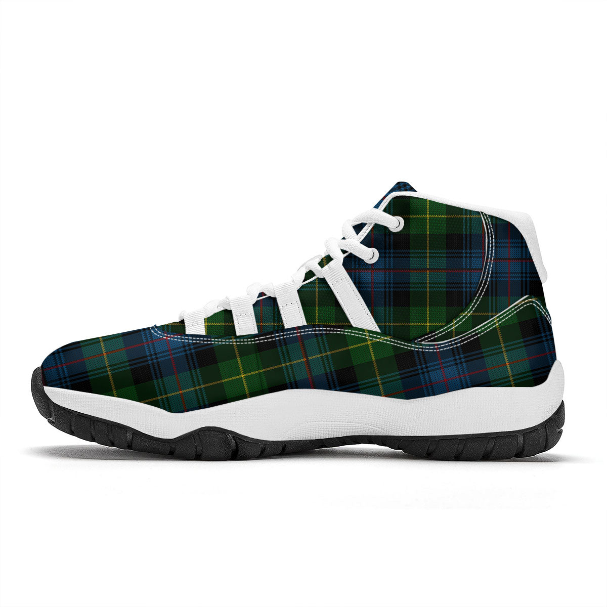 Plaid Scottish Knitted Print White Bball Shoes-grizzshop